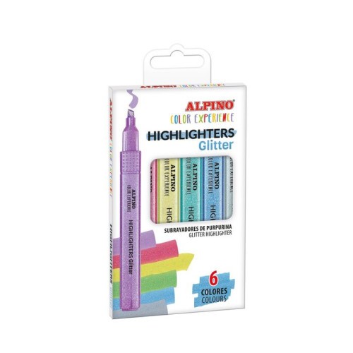 26662-ESTUCHE 6 SUBRAYADORES GLITTER COLOR EXPERIENCE ALPINO SU000006