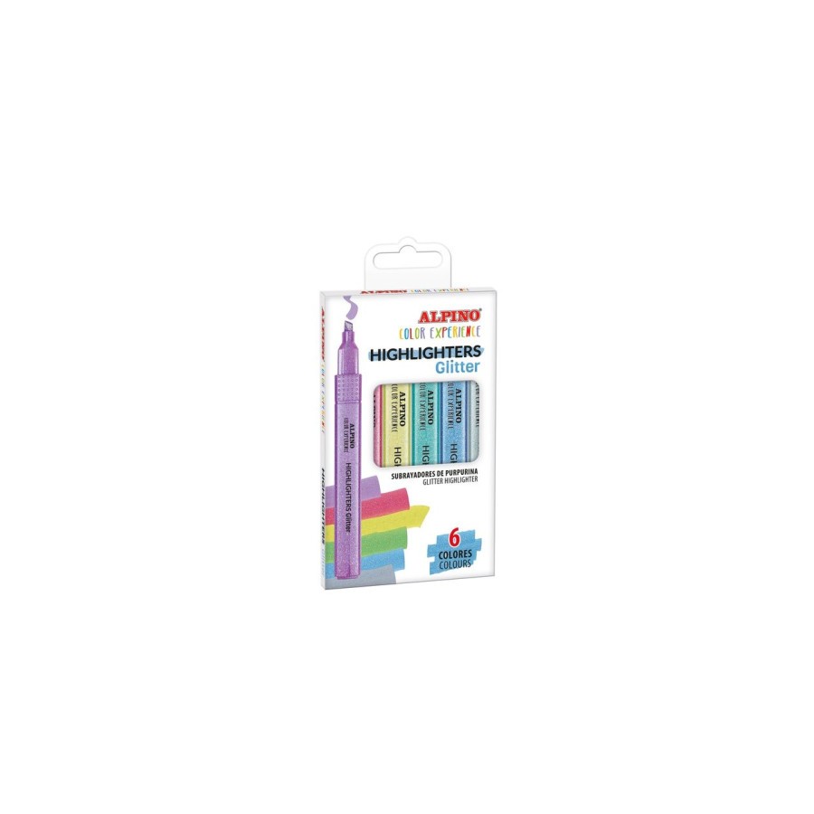 26662-ESTUCHE 6 SUBRAYADORES GLITTER COLOR EXPERIENCE ALPINO SU000006
