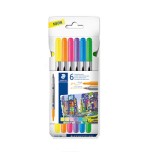 26673-ESTUCHE CARTON CON 6 ROTULADORES DOBLE PUNTA COLORES NEON STAEDTLER 3200 C6F