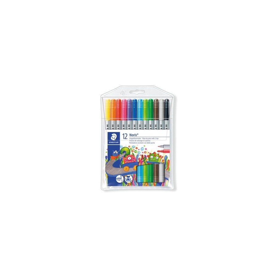 26674-ESTUCHE CARTON CON 12 ROTULADORES DOBLE PUNTA COLORES NEON STAEDTLER 3200 C12