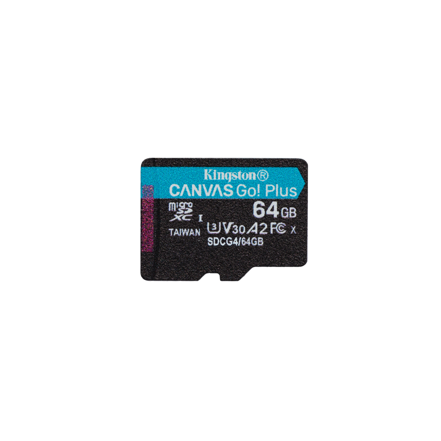 26789-Kingston Technology 64GB microSDXC Canvas Go Plus Gen4 200R A2 U3 Paquete individual sin ADP