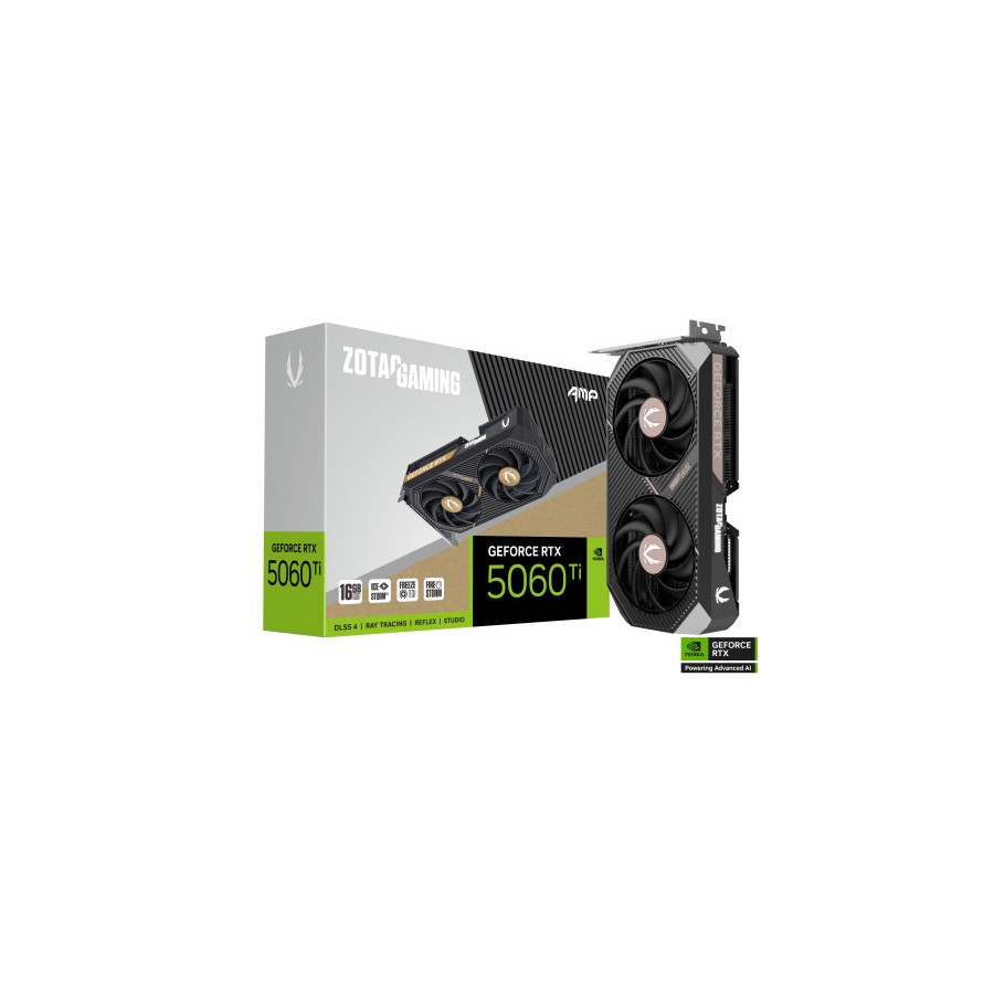26794-VGA ZOTAC RTX 5060 TI 16GB AMP,NV,RTX5060TI,16GB,GDDR7,128BIT,1HDMI+3DP,2 VENTILADORES (ZT-B50620F-10M)