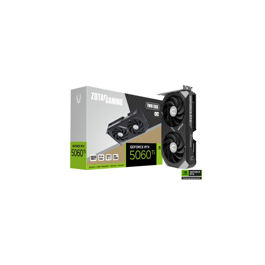 26795-VGA ZOTAC RTX 5060 TI 16GB TWIN EDGE OC,NV,RTX5060TI,16GB,GDDR7,128BIT,1HDMI+3DP,2 VENTILADORES (ZT-B50620H-10M)