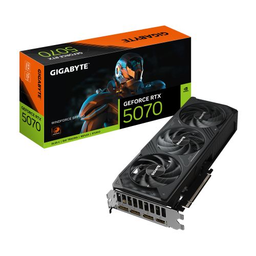 26798-GIGABYTE GeForce RTX 5070 WINDFORCE SFF 12G Tarjeta grafica - 12 GB GDDR7, 192 bits, PCI-E 5.0, Frecuencia del nuc