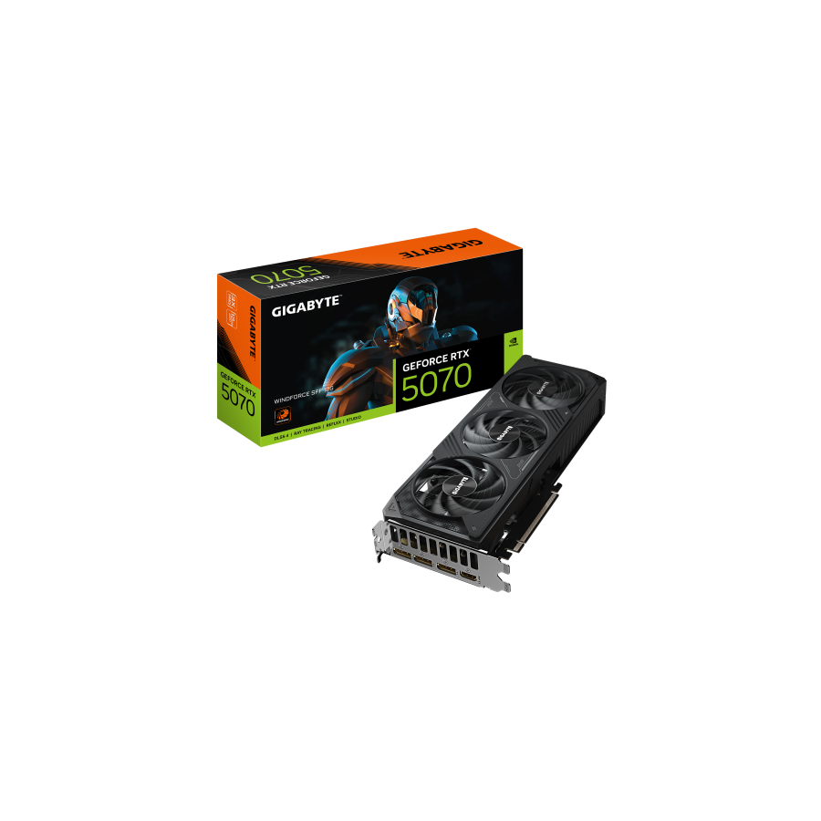 26798-GIGABYTE GeForce RTX 5070 WINDFORCE SFF 12G Tarjeta grafica - 12 GB GDDR7, 192 bits, PCI-E 5.0, Frecuencia del nuc