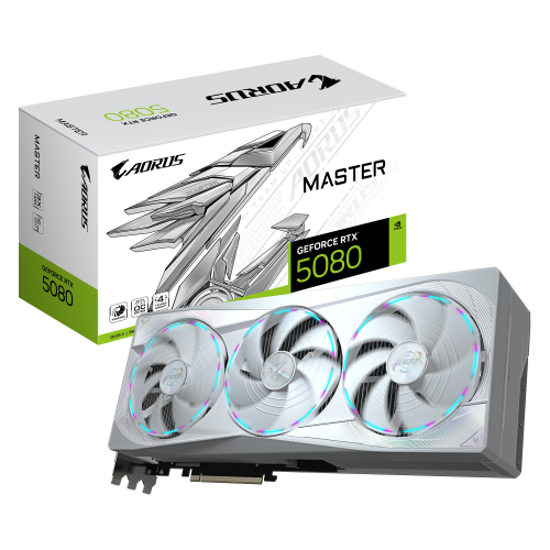 26995-GIGABYTE AORUS GeForce RTX 5080 MASTER ICE 16G Tarjeta Grafica - 16GB GDDR7, 256 bits, PCI-E 5.0, 2805MHz Core Clo