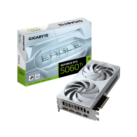 27016-GIGABYTE GeForce RTX 5060 Ti EAGLE OC ICE 16G Tarjeta Grafica - 16 GB GDDR7, 128 bits, PCI-E 5.0, 2617 MHz Frecuen