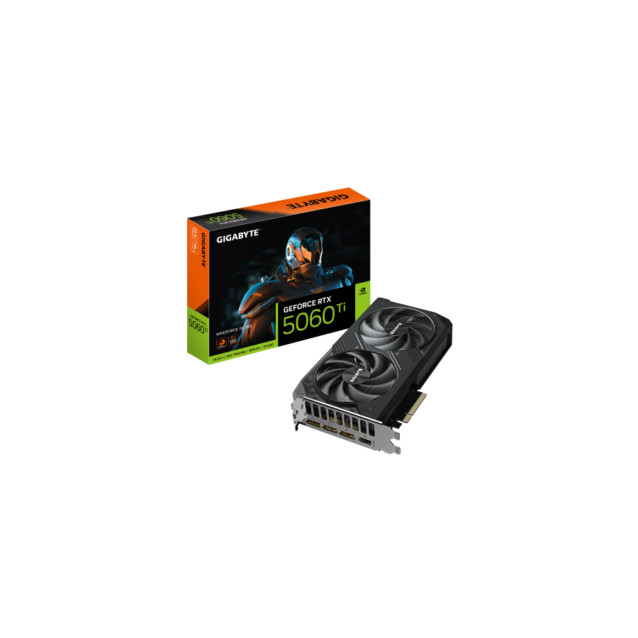 27020-GIGABYTE GeForce RTX 5060 Ti WINDFORCE OC 16G Tarjeta Grafica - 16 GB GDDR7, 128 bits, PCI-E 5.0, 2587 MHz Frecuen