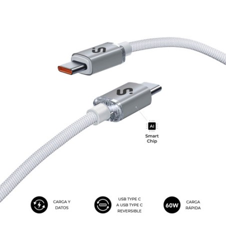 27033-SUBBLIM CABLE OPTIMUS 60W C-C 2m WHITE