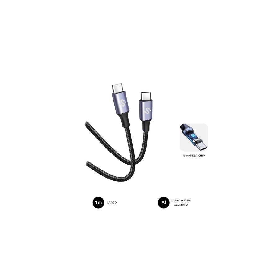 27034-SUBBLIM CABLE OPTIMUS 60W C-C 1m BLACK