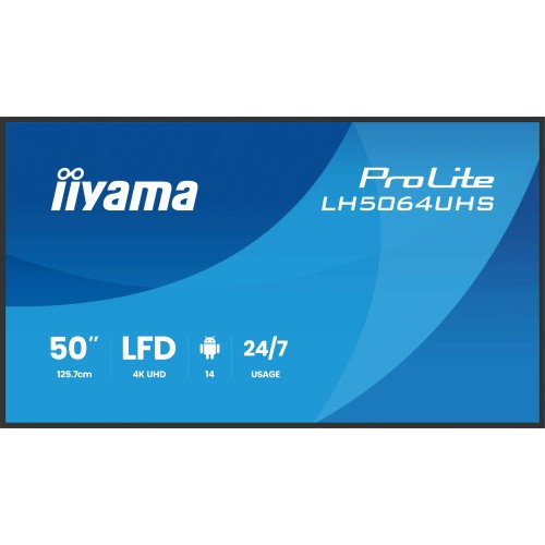 27097-IIYAMA MONITOR 50" 3840x2160, UHD VA DLED  500cd/m, HORIZ Y VERT, MM 2x 10W, 2x HDMIx 1x USB-C, USB 2.0 x2, WiFi,