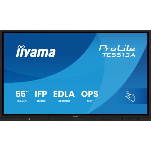 27104-PANTALLA INTERACTIVA 55" EDLA, ANDROID 14, 8/128GB UHD IPS, MM 2X 20W  + 20W SUBWR, 2X HDMI, DP , 2X USB-C,  450CD