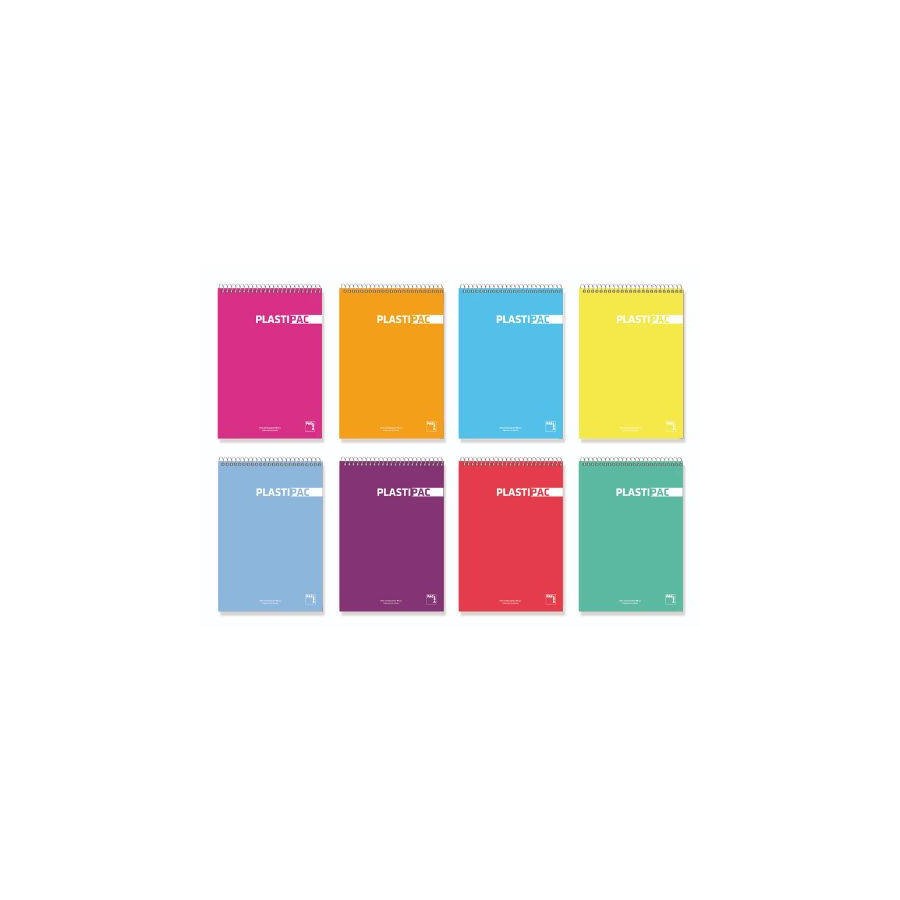 27117-BLOCK SERIE PLASTIPAC BOLSILLO TAPA POLIPROPILENO 90 GRS. A-7  80 HOJAS CUADRICULA 5X5 SURTIDO PACSA 16405