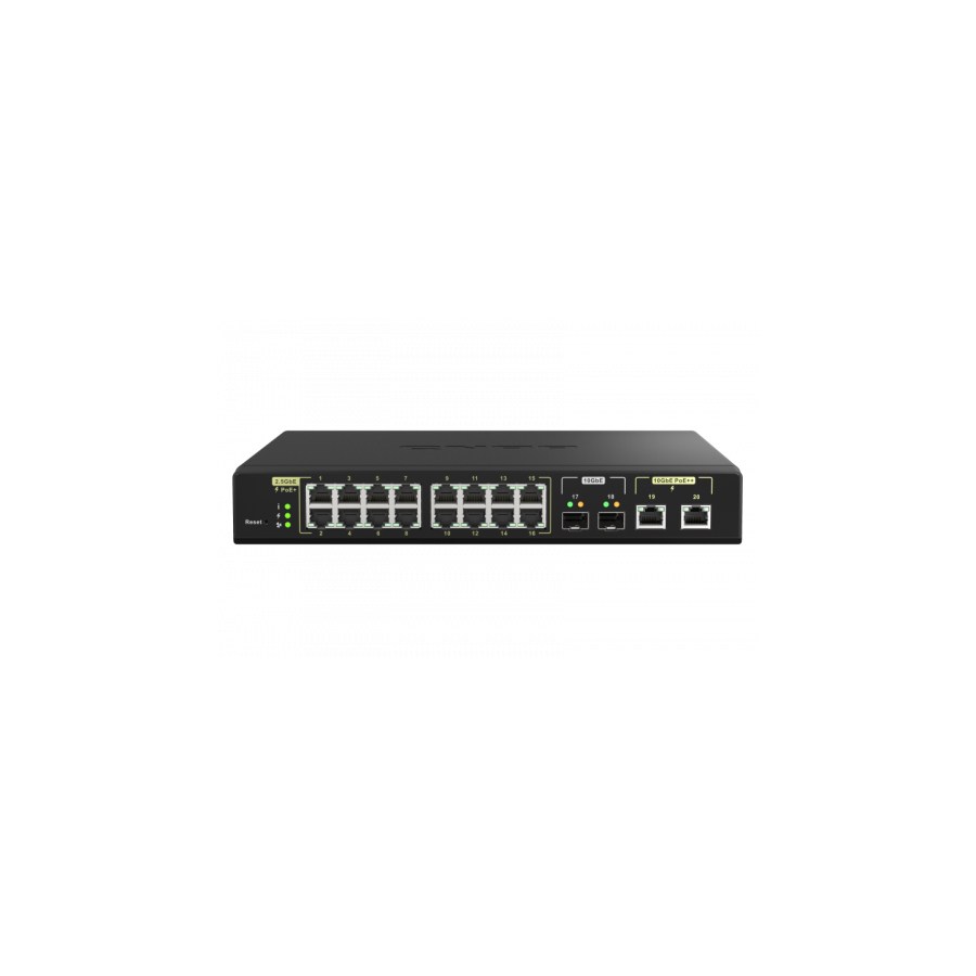 27124-QNAP QSW-M2116P-2T2S switch Gestionado L2 Energia sobre Ethernet (PoE) Negro