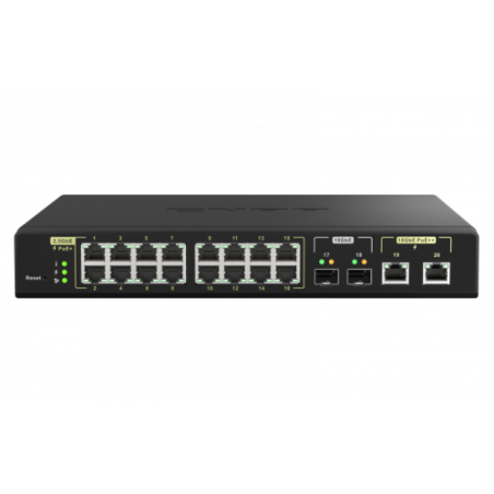 27124-QNAP QSW-M2116P-2T2S switch Gestionado L2 Energia sobre Ethernet (PoE) Negro