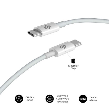 27272-SUBBLIM CABLE PLUS 100W C-C 2m WHITE