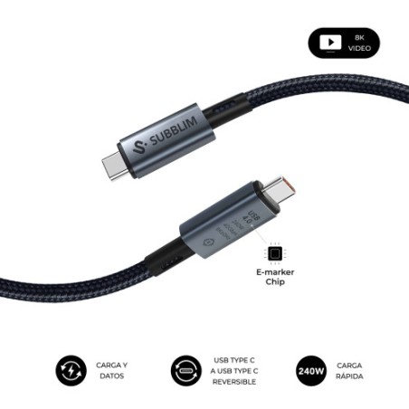 27274-SUBBLIM CABLE HIGH 240w C-C USB4.0 8K 1,5m
