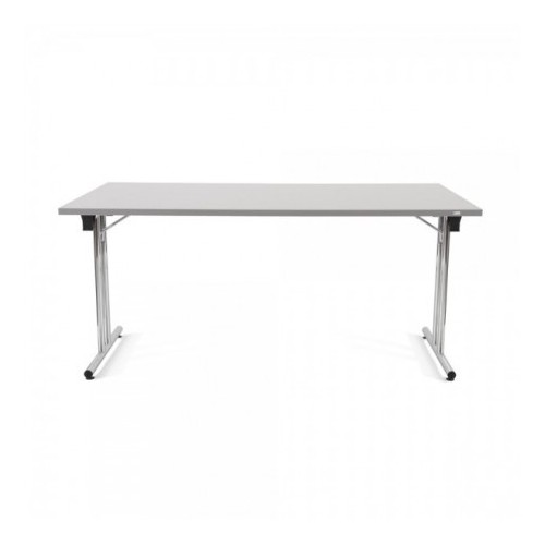 2745-MESA PLEGABLE CON PATAS CROMADAS Y TABLERO GRIS. 160X80X72CM. ROCADA 7503N