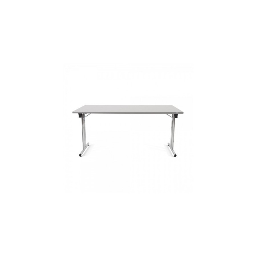 2745-MESA PLEGABLE CON PATAS CROMADAS Y TABLERO GRIS. 160X80X72CM. ROCADA 7503N