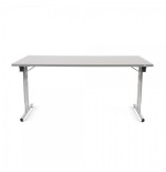 2745-MESA PLEGABLE CON PATAS CROMADAS Y TABLERO GRIS. 160X80X72CM. ROCADA 7503N