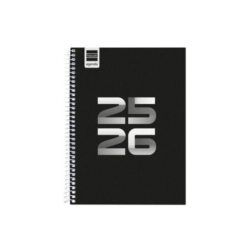 27513-AGENDA ESCOLAR 2025-2026 COOL 4o 155X212 SEMANA VISTA HORIZONTAL NEGRO+ FINOCAM 645040326