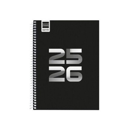 27513-AGENDA ESCOLAR 2025-2026 COOL 4o 155X212 SEMANA VISTA HORIZONTAL NEGRO+ FINOCAM 645040326