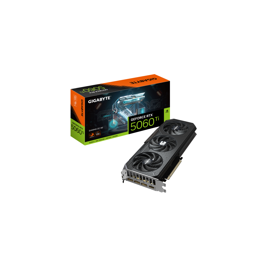 27545-GIGABYTE GeForce RTX 5060 Ti GAMING OC 8G Tarjeta Grafica - 8 GB GDDR7, 128 bits, PCI-E 5.0, 2647 MHz Frecuencia d