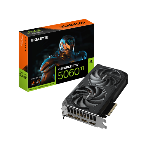27547-GIGABYTE GeForce RTX 5060 Ti WINDFORCE OC 8G Tarjeta Grafica - 8 GB GDDR7, 128 bits, PCI-E 5.0, 2587 MHz Frecuenci