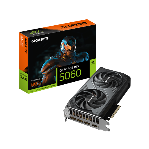 27559-GIGABYTE GeForce RTX 5060 WINDFORCE OC 8G Tarjeta Grafica - 8GB GDDR7, 128bit, PCI-E 5.0, 2512 MHz Frecuencia del