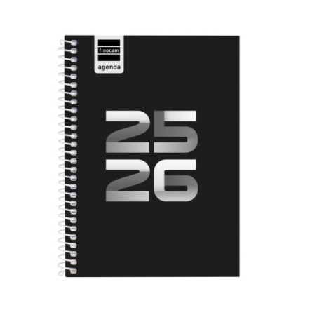 27636-AGENDA ESCOLAR 2025-2026 COOL 8o 120X164 SEMANA VISTA HORIZONTAL NEGRO+ FINOCAM 645000326