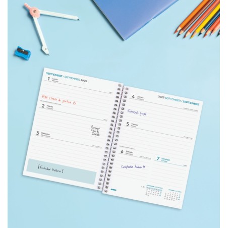 27638-AGENDA ESCOLAR 2025-2026 COOL 8o 120X164 SEMANA VISTA HORIZONTAL NEGRO+ FINOCAM 645000326