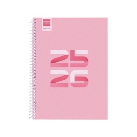 27642-AGENDA ESCOLAR 2025-2026 COOL 4o 155X212 SEMANA VISTA HORIZONTAL ROSA+ FINOCAM 645040426