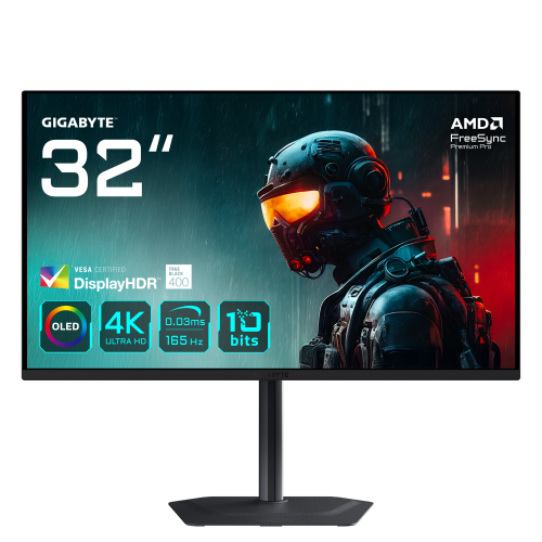 27850-GIGABYTE MO32U 31,5" Monitor Gaming OLED 4K UHD - 3840 x 2160, 165Hz, 0.03ms, 250 cd/m2, Display HDR True Black 40