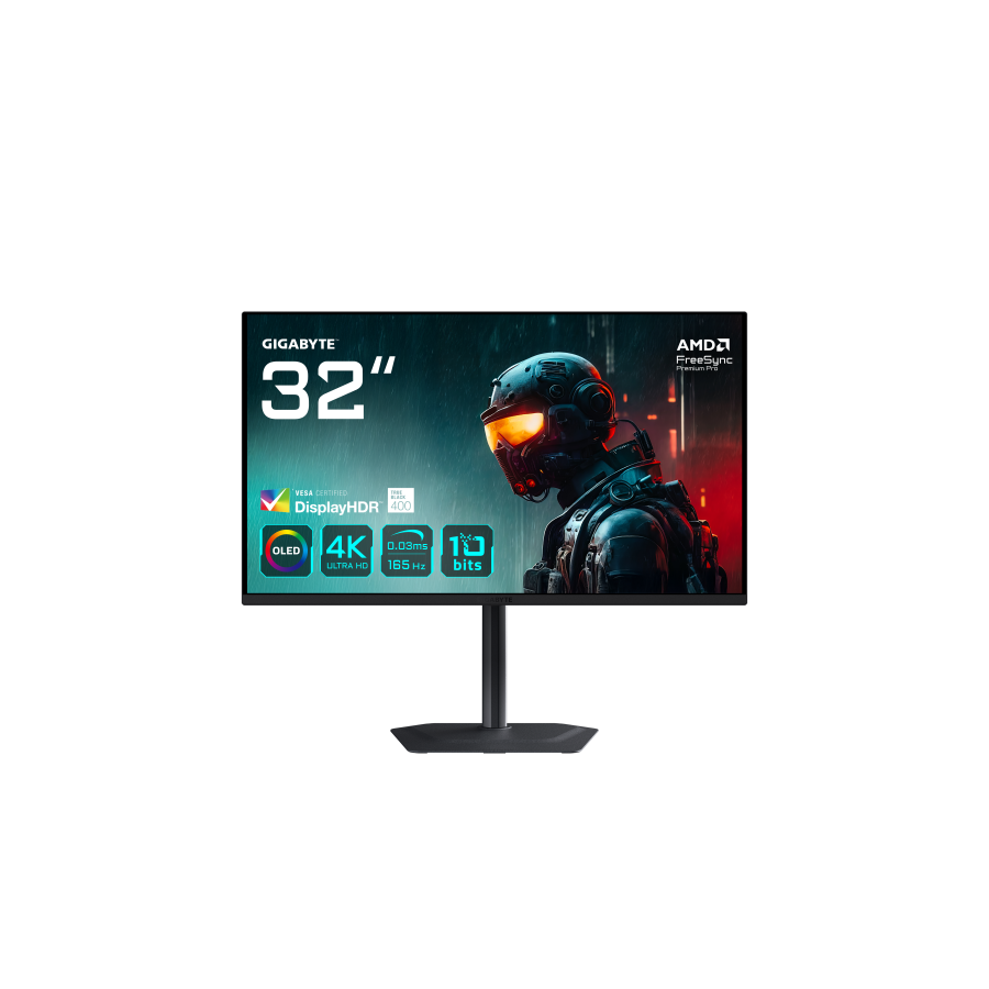 27850-GIGABYTE MO32U 31,5" Monitor Gaming OLED 4K UHD - 3840 x 2160, 165Hz, 0.03ms, 250 cd/m2, Display HDR True Black 40