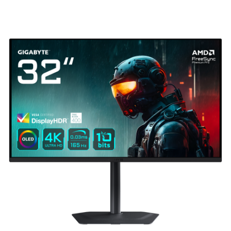 27850-GIGABYTE MO32U 31,5" Monitor Gaming OLED 4K UHD - 3840 x 2160, 165Hz, 0.03ms, 250 cd/m2, Display HDR True Black 40
