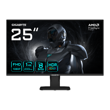 27854-GIGABYTE GS25F2 Monitor Gaming 25" FHD - 1920 x 1080, 200Hz, 1ms, 300 cd/m2, Display HDR 10, HDMI 2.0, DisplayPort