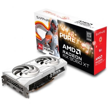 27860-VGA SAPPHIRE PURE RX 9060 XT GAMING OC,AMD,RX9060XT,16GB,GDDR6,128BIT,2HDMI+2DP,ARGB,COLOR BLANCO (3 VENTILADORES)