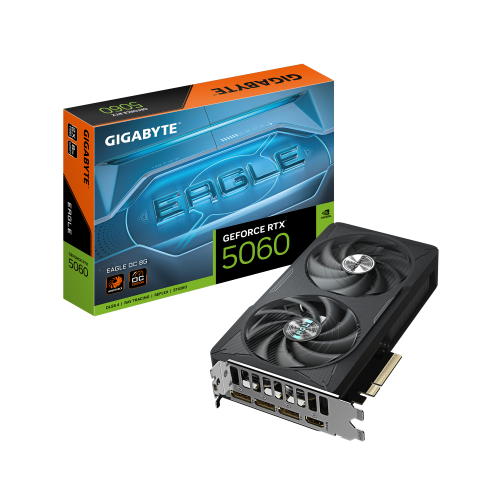 27866-GIGABYTE GeForce RTX 5060 EAGLE OC 8G Tarjeta Grafica - 8GB GDDR7, 128bit, PCI-E 5.0, 2550 MHz Frecuencia del nucl
