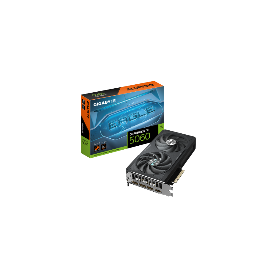27866-GIGABYTE GeForce RTX 5060 EAGLE OC 8G Tarjeta Grafica - 8GB GDDR7, 128bit, PCI-E 5.0, 2550 MHz Frecuencia del nucl