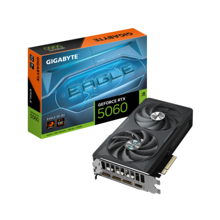 27866-GIGABYTE GeForce RTX 5060 EAGLE OC 8G Tarjeta Grafica - 8GB GDDR7, 128bit, PCI-E 5.0, 2550 MHz Frecuencia del nucl