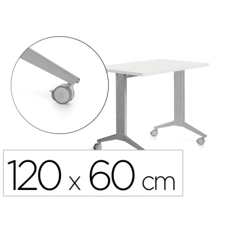 27907-MESA MESA CON TABLERO ABATIBLE 120X60CM COLOR GRIS ALUMINIO/BLANCO ROCADA 2000FD04