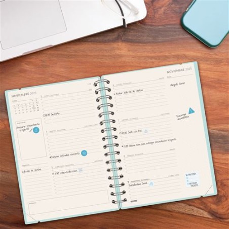 28005-AGENDA 16 MESES SEPTIEMBRE 2025-DICIEMBRE 2026 HAIKU E10-155X212 SEMANA VISTA HORIZONTAL AZUL+ FINOCAM 627400426