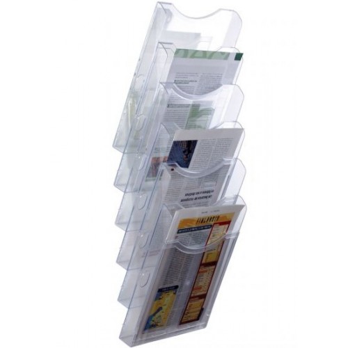 28060-EXPOSITOR MURAL ANTIMICROBIANO STERITOUCH ARCHIPLAY 6 COMPARTIMENTOS DIN A4 VERTICAL 190X235X685 MM CRISTAL TRANSP