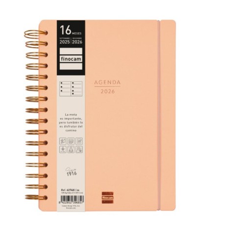 28066-AGENDA 16 MESES SEPTIEMBRE 2025-DICIEMBRE 2026 HAIKU E10-155X212 SEMANA VISTA HORIZONTAL CORAL+ FINOCAM 627400326