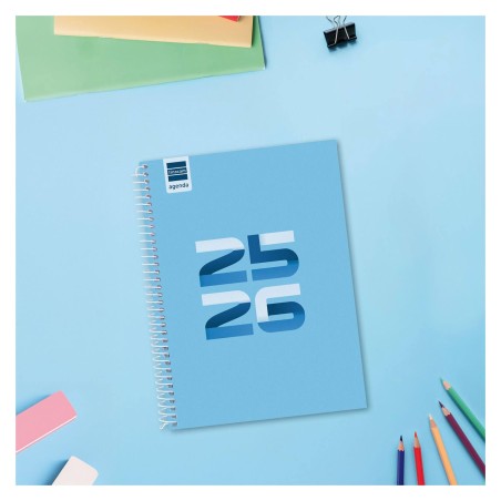28081-AGENDA ESCOLAR 2025-2026 COOL 4o 155X212 SEMANA VISTA HORIZONTAL AZUL+ FINOCAM 645040126