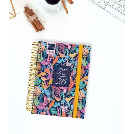 28087-AGENDA ESCOLAR 2025-2026 SECUNDARIA 8o 120X164 SEMANA VISTA HORIZONTAL TROPICAL+ FINOCAM 634225026