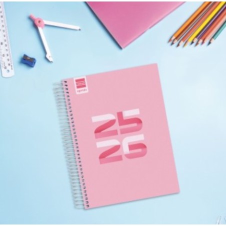28237-AGENDA ESCOLAR 2025-2026 COOL 4o 155X212 1DIA PAGINA ROSA+ FINOCAM 645060426