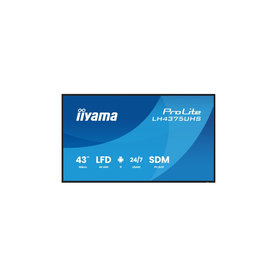 28504-MONITOR IIYAMA 43" (LH4375UHS-B1AG) ANDROID 11 / 3844X2160 (4K UHD) / OPERACION 24/7 /500CD / LANDSC. Y PORTRAIT /