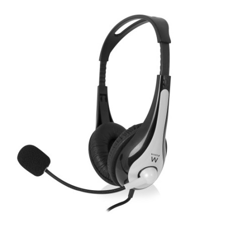28550-Ewent EW3565 auricular y casco Auriculares Alambrico Diadema Llamadas/Musica USB tipo A Negro, Blanco