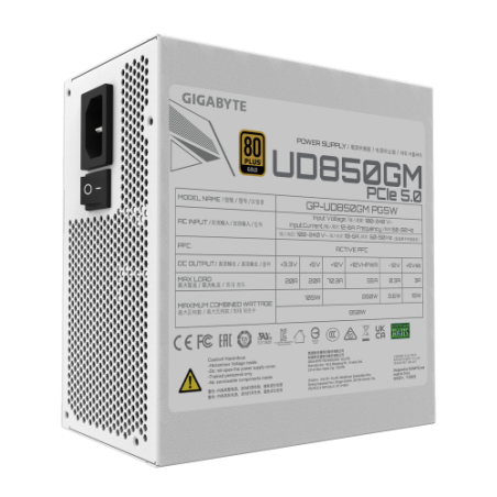 28572-GIGABYTE UD850GM PG5W unidad de fuente de alimentacion 850 W 20+4 pin ATX ATX Negro